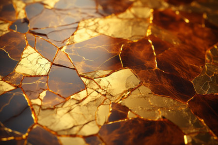 cracked marble background with gold and brown colorsの素材