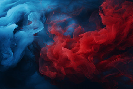 blue and red smoke on a black background