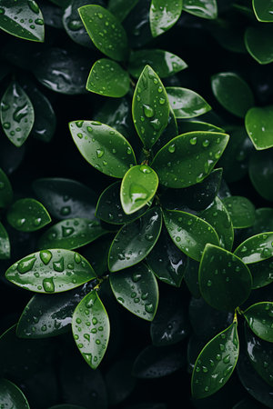 green leaves with water droplets on themの素材