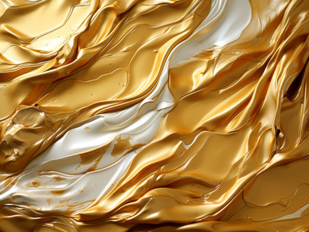 golden liquid flowing over a white backgroundの素材