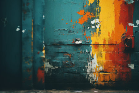 colorful wall with peeling paintの素材
