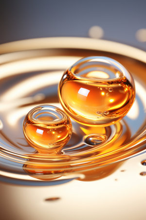 oil droplets in water with a drop of oil in the middleの素材