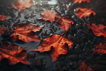 autumn leaves on the groundの素材