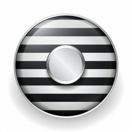 a black and white striped button on a white backgroundの素材