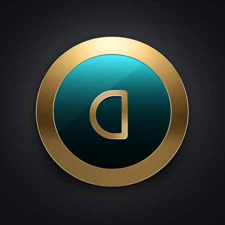 a black and gold button with the letter d on itの素材