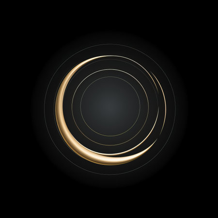 a black background with a gold circle on itの素材