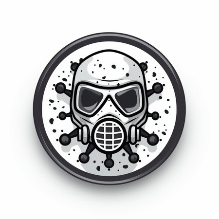 a black and white gas mask on a white backgroundの素材