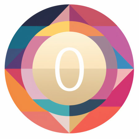 a colorful circle with the number 0 in the centerの素材