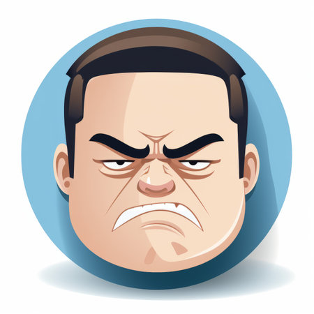 a cartoon man with an angry expression on his faceの素材