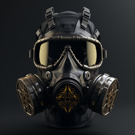 a gas mask on a black backgroundの素材