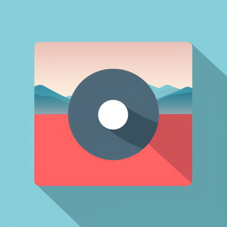 a flat icon with a mountain in the backgroundの素材