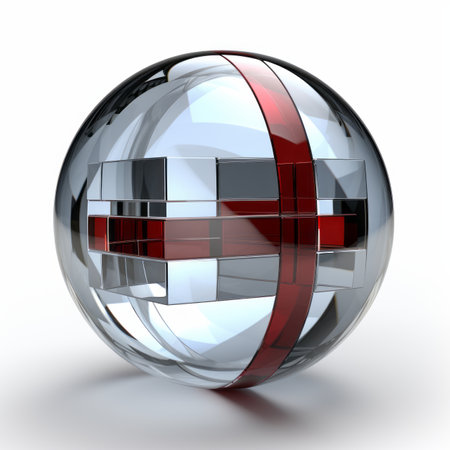 a glass ball with red and white stripes on itの素材