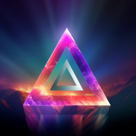 a colorful triangle on a dark backgroundの素材