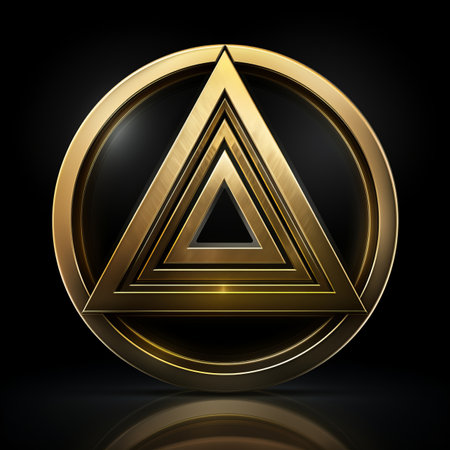 a golden triangle symbol on a black backgroundの素材
