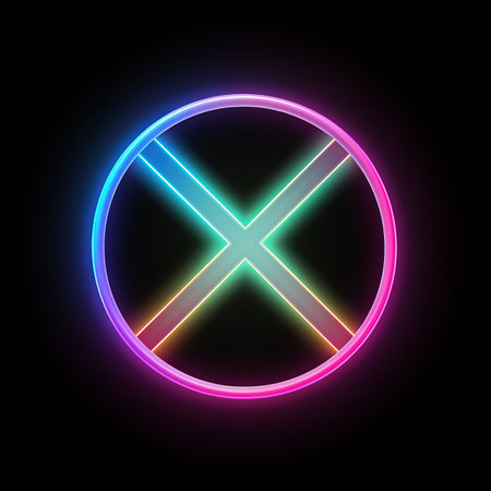 a neon sign with a cross in the middle of itの素材