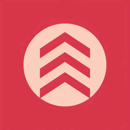 a red and white chevron logo on a red backgroundの素材