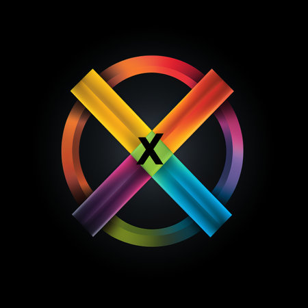 a rainbow colored logo with the letter x in the centerの素材