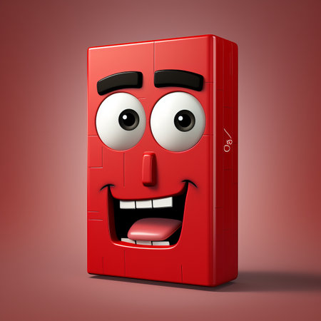 a red box with a face on itの素材