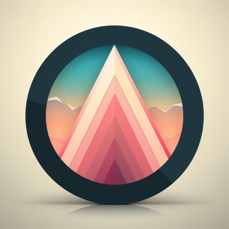 a triangle with a mountain in the backgroundの素材