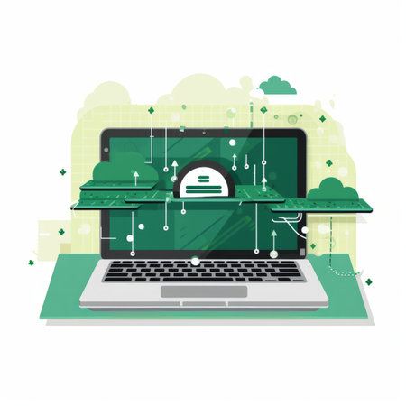 an illustration of a laptop with a green screenの素材