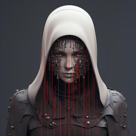 an image of a woman with blood dripping down her faceの素材