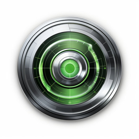 an image of a green circular button on a white backgroundの素材