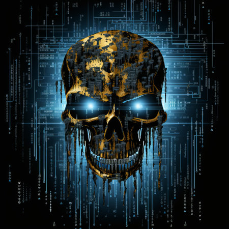 an image of a skull with glowing eyes on a black backgroundの素材