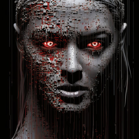 an image of a woman with red eyesの素材