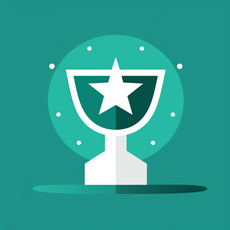 a flat icon of a trophy with a star on topの素材