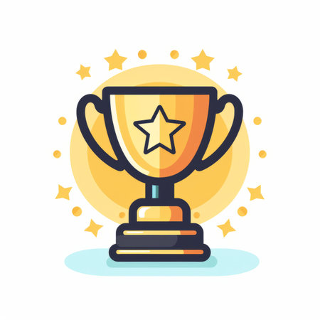 a gold trophy cup with a star on topの素材