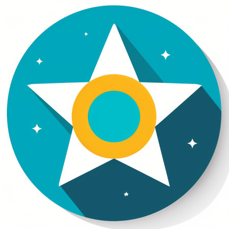 a flat icon of a star with a yellow ring around itの素材