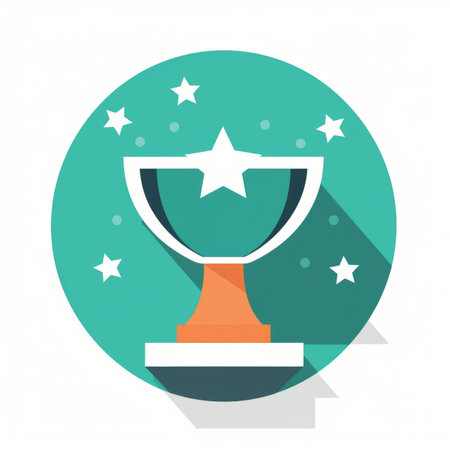 a flat icon of a trophy cup with a star on topの素材