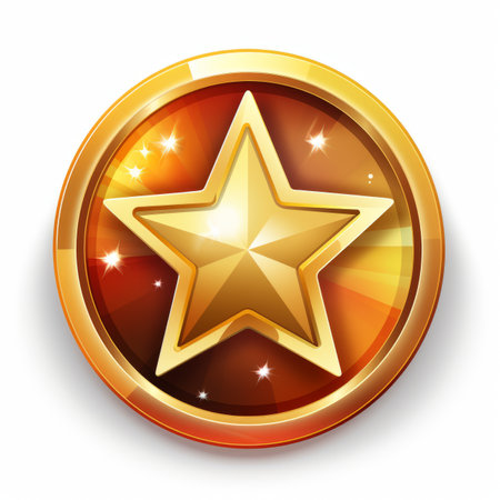 a golden star icon on a white backgroundの素材