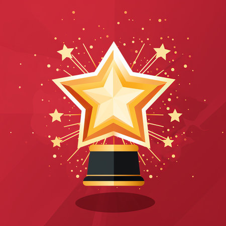 a golden star on a red backgroundの素材