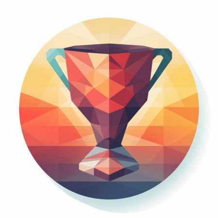 a low polygonal illustration of a trophy cupの素材