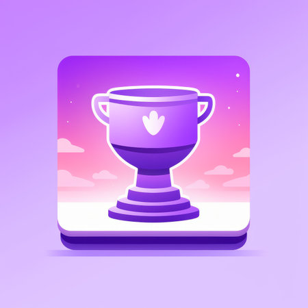 a purple trophy icon on a purple backgroundの素材