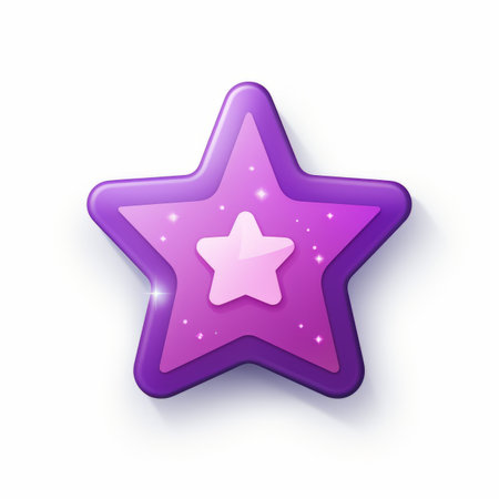 a purple star icon on a white backgroundの素材