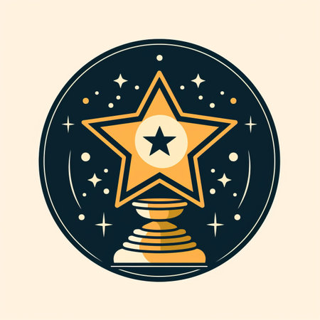a star on top of a trophy with stars around itの素材