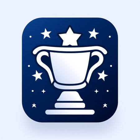 a trophy icon on a blue backgroundの素材