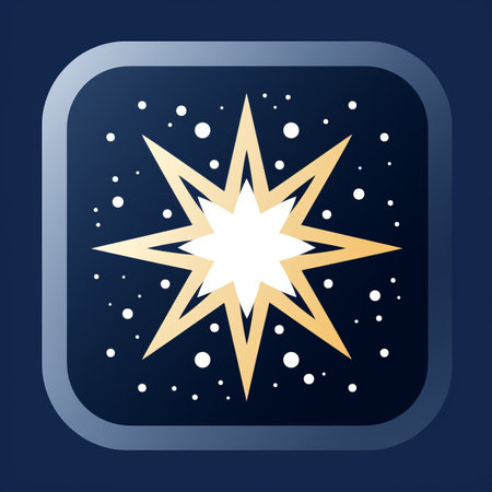 a starburst icon on a blue backgroundの素材