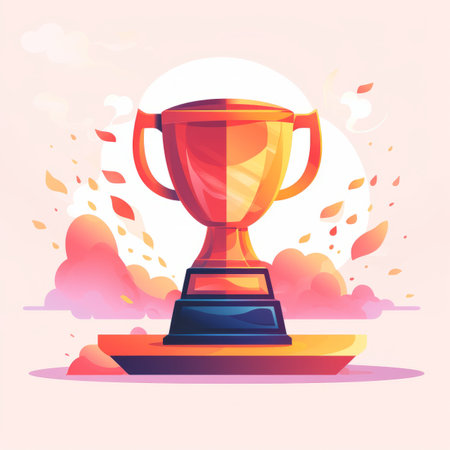 an illustration of a trophy on top of a pedestalの素材