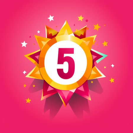 the number five on a pink background with starsの素材