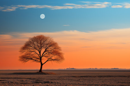 a lone tree in the middle of a fieldの素材