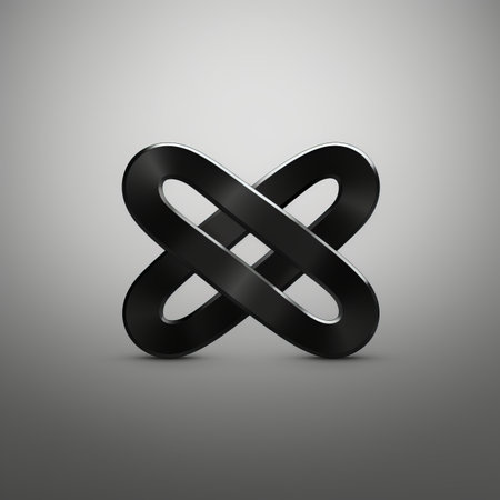 a black and white logo of an infinity symbol on a gray backgroundの素材
