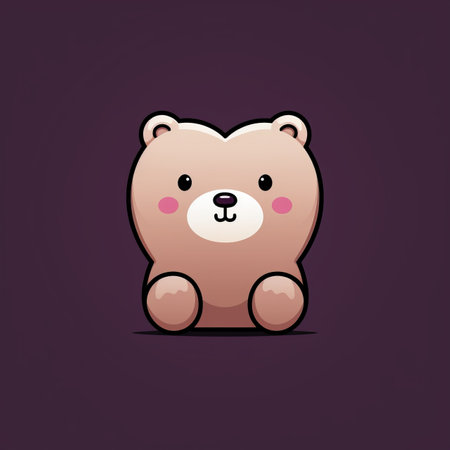 a cartoon bear sitting on a purple backgroundの素材