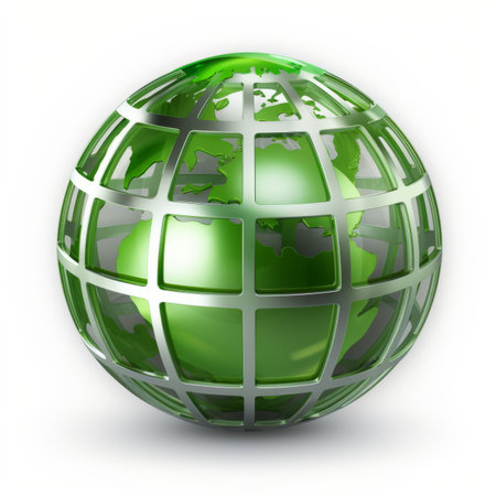 a green earth globe on a white backgroundの素材