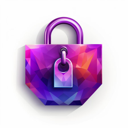 a purple lock and padlock on a white backgroundの素材