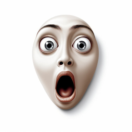 an image of a white mask with an open mouthの素材