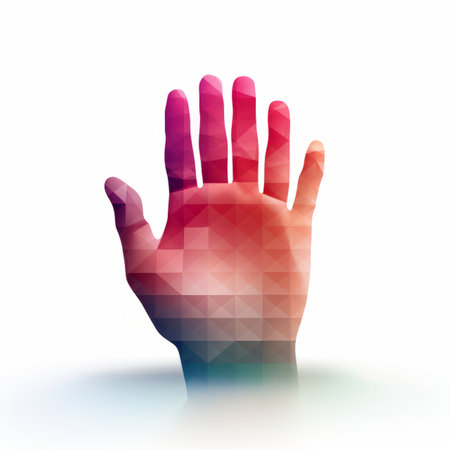 a hand with a colorful geometric pattern on itの素材