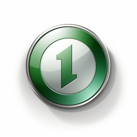 a green button with the number one on itの素材